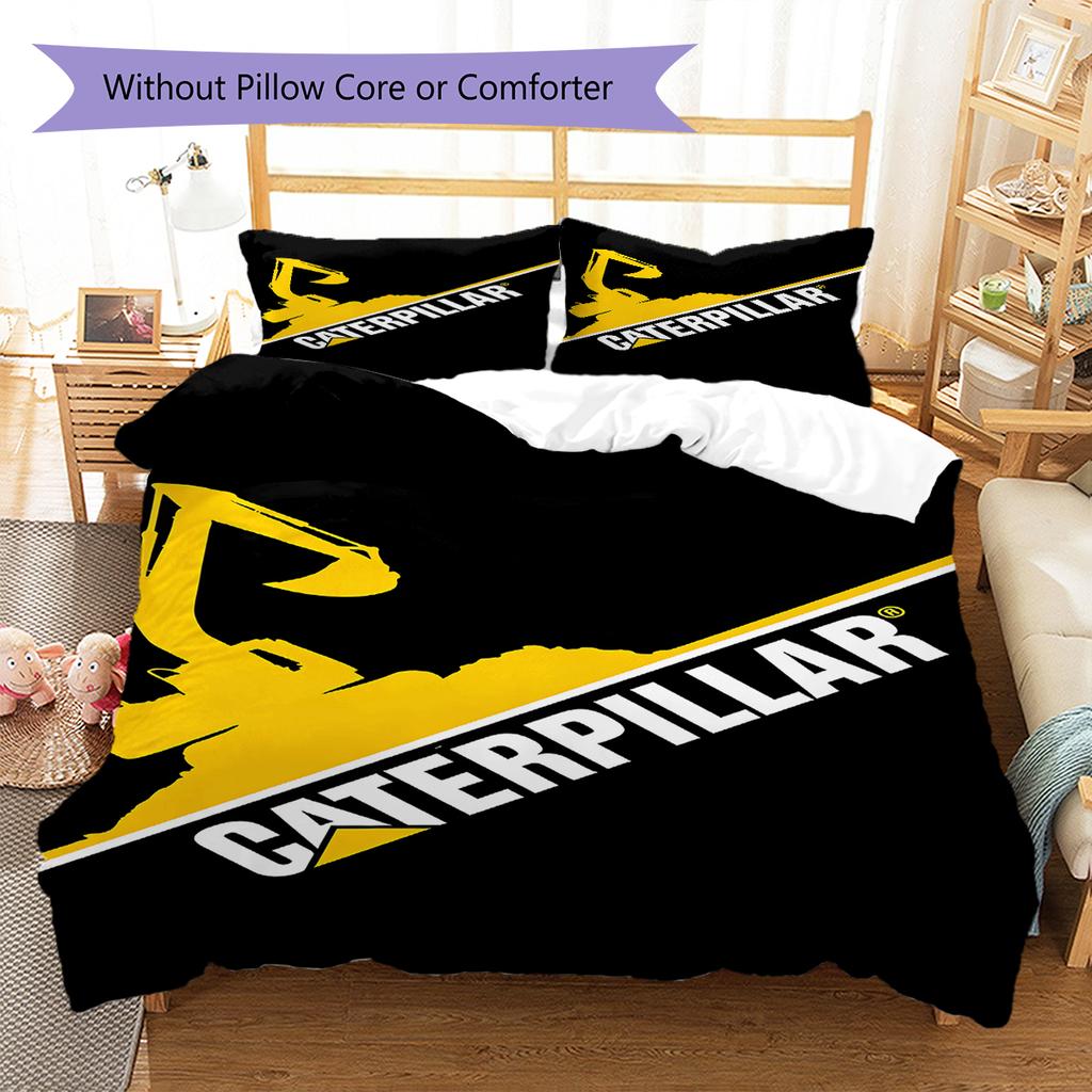 Caterpillar Inc. .  Lenjerie de pat cu model, Set cu cuvertură husă cuvertură față de pernă Cadou de casă de ziua de naștere (1 * husă de pilotă + 2 * fețe de pernă, fără miez)