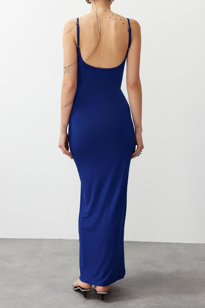 Women's Dress New Season Fashion Sax Strap Maxi Knitted Dress