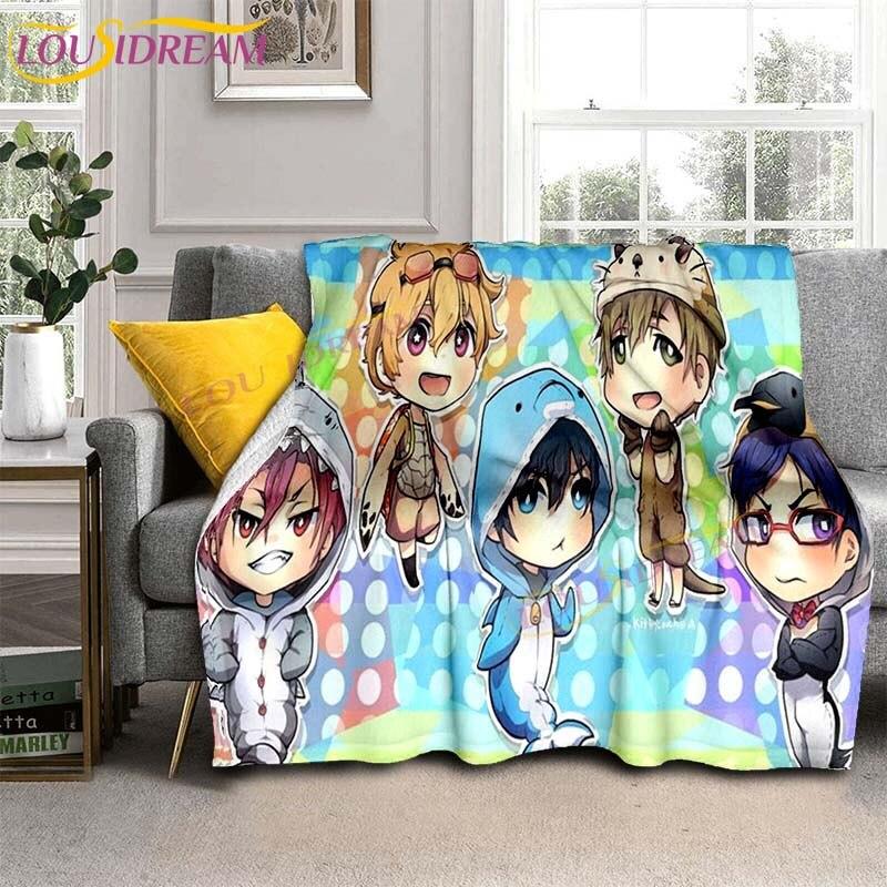 Gratis Iwatobi Swim Club Dekens Cartoon Bedspreien Dekens Anime Flanellen Dekens Bank Bed Dekens Plaid Dekens Cadeaus