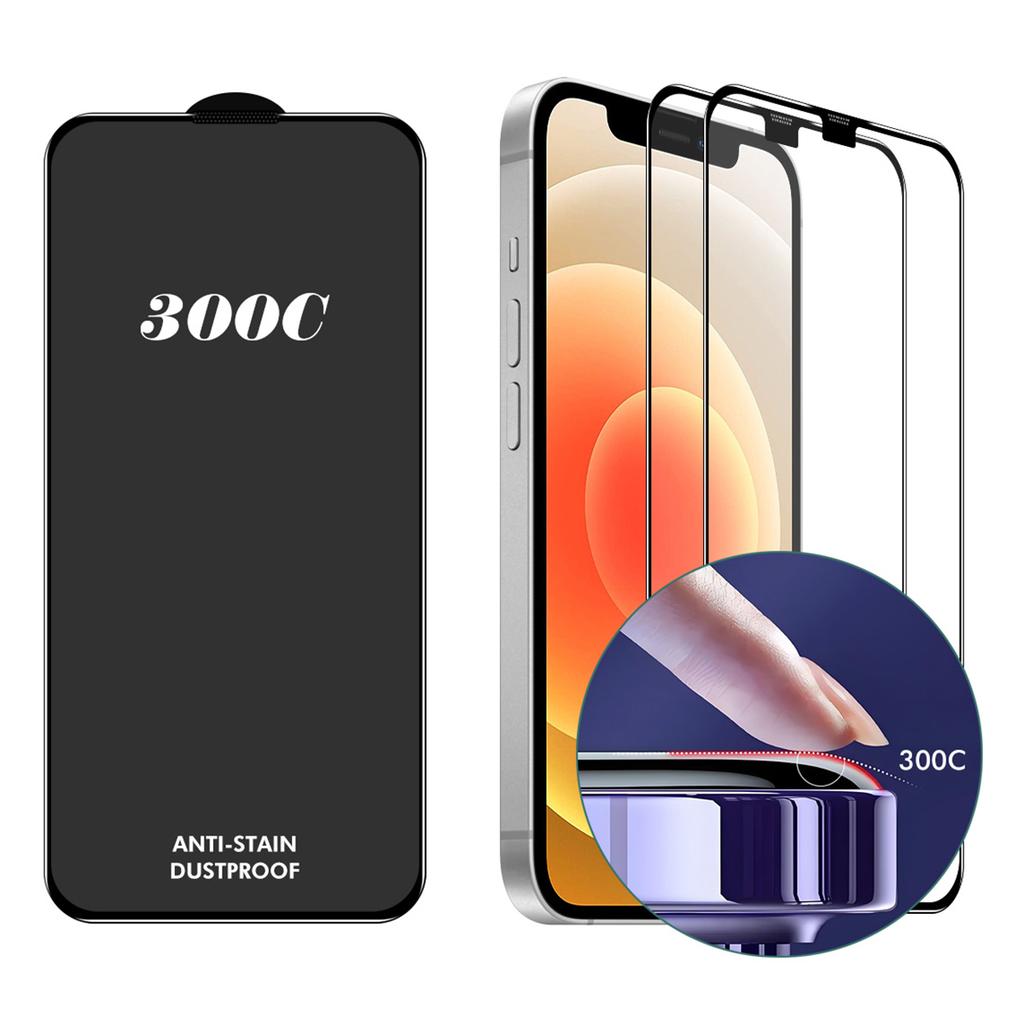 ENKAY HAT-PRINCE 2PCS For iPhone 12 Pro/12 Screen Protector 300C Large Arc Silk Print High Aluminium-Silicon Glass Film