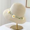 French idyllic daisy wreath straw hat women's spring and summer seaside vacation sun protection big brim sun hat shows small face