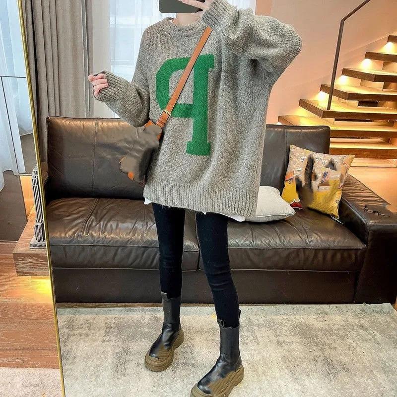 

Светр великого розміру Жіночий М ятний Мамбо Зимовий светр Товста Сестра Зелений Ледачий Вітер Фруктово-зелений Пуловер В язання XXXL хакі