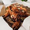 Warm Modern Cute Highland Cow Print Flannel Blanket, Room Decor, Sofa, Travel And Nap