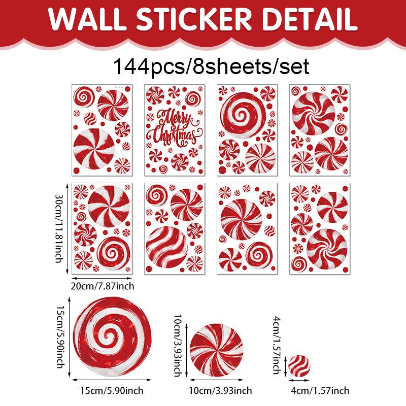 

New Christmas decorations, red candy, Christmas party, glass window atmosphere, window sticker, static sticker 30 * 20Cm * 8 sheets