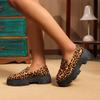 Γυναικεία Παπούτσια Μεγάλου Μεγέθους Χαμηλά με Λεοπάρ Σχέδιο Βρετανικού Στυλ Χοντρόσολα Slip-on Δερμάτινα Λόφερ Εξωτερικού Χώρου Άνετα Casual Παπούτσια