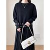 [MARIA MARFA] 2 Piece Set Ladies Knit One Piece Spring Autumn Long Length Casual Set Up Long Sleeves 2 Points Black 5S-M04-BKM