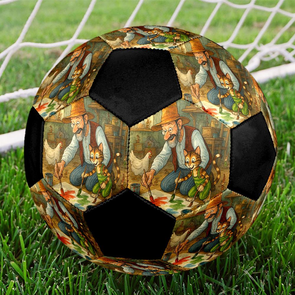 Pettson and Findus Theme Size 5 Soccer Ball, Suitable for Both Indoor and Outdoor Matches, a Gift Suitable for Everyone.