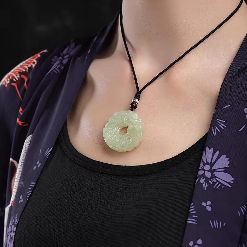 Authentic Xinjiang Hetian Jade Dragon Fish Pendant: Double-Sided, Exquisitely Carved, Unisex with Certificate
