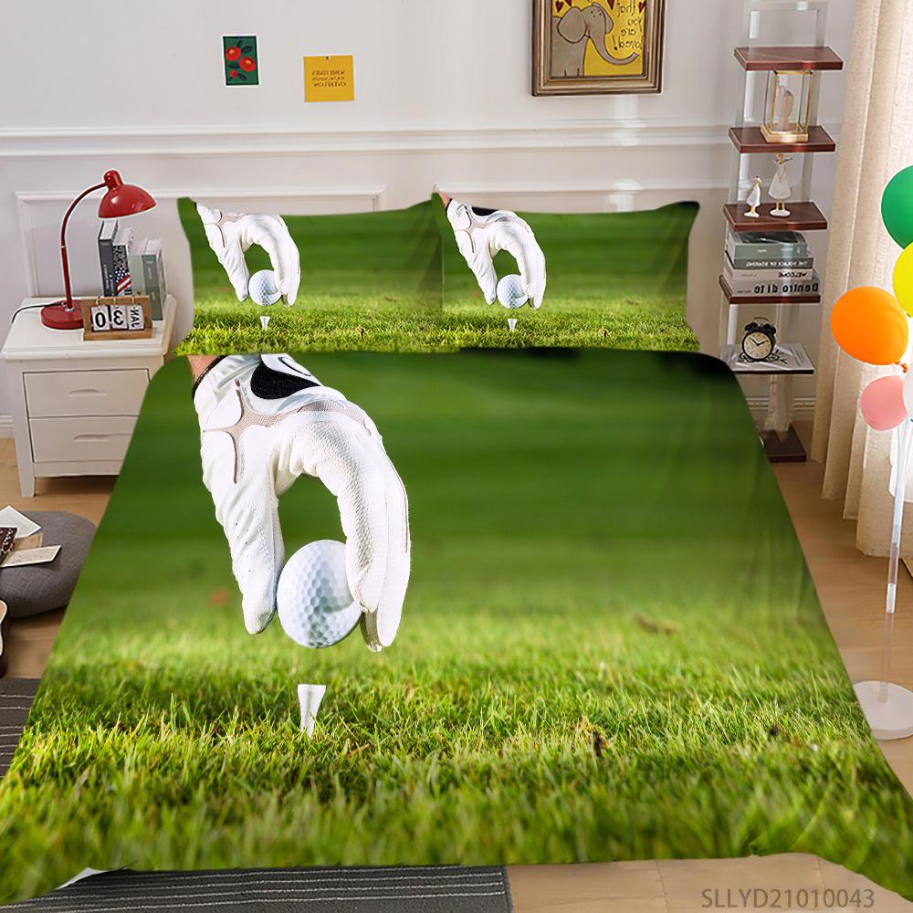 Shopify Polyester Bedding Three-Piece Golf Series Digital Printing