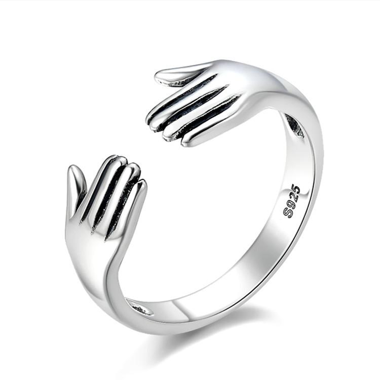 New Arrival Fahion Give Me A Hug Personality 925 Sterling Silver Jewelry Creative Palm Popular Opening Rings TYB431