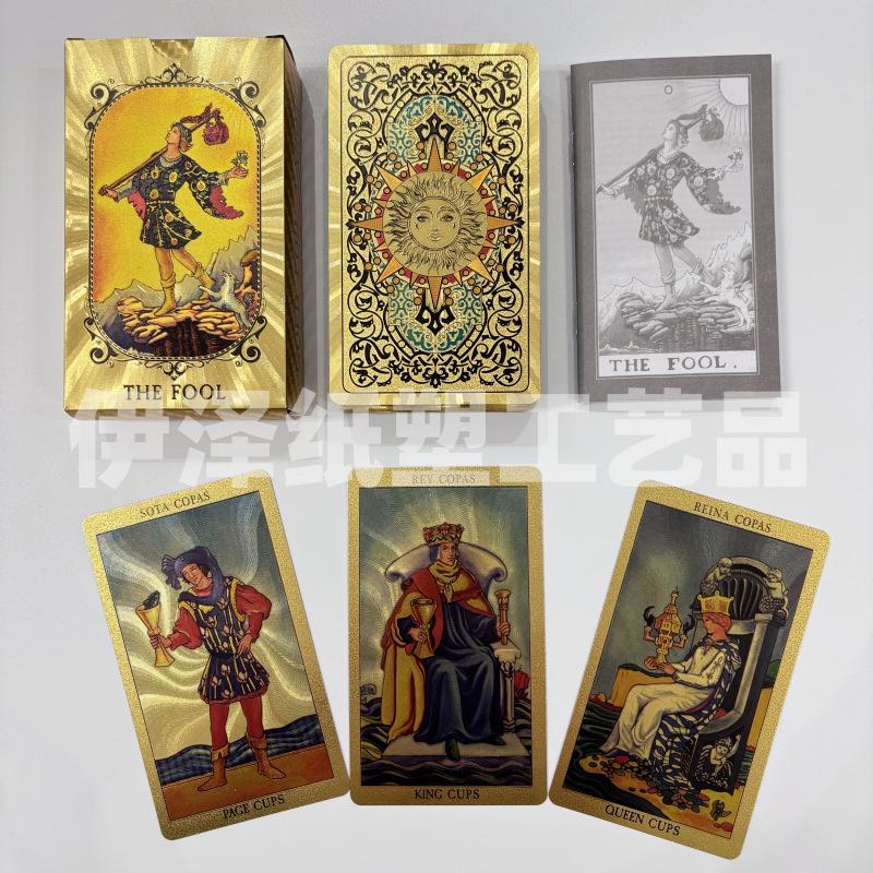 Set di Carte Tarocchi Impermeabile con Foglia d'Oro, Stampa a Colori Completi e Istruzioni di Gioco