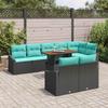 Garden Dining Set with Cushions 9 pcs Black and Teal