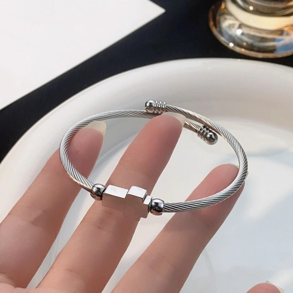 Vintage Religious Bracelet Silver Couple Bracelet Trendy Open Bangle Bracelet  Casual Jewelry