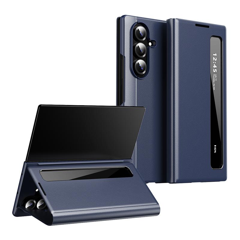 

For Samsung Galaxy Z Fold 7 6 5 4 Case Magnetic Smart Side Window View Premium Leather Flip-Free Answering Cover Galaxy Z Fold7