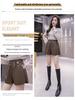 2026 Autumn/Winter Women's High Waist A-line PU Leather Shorts with Elastic Waist and Slimming Wide Leg Design