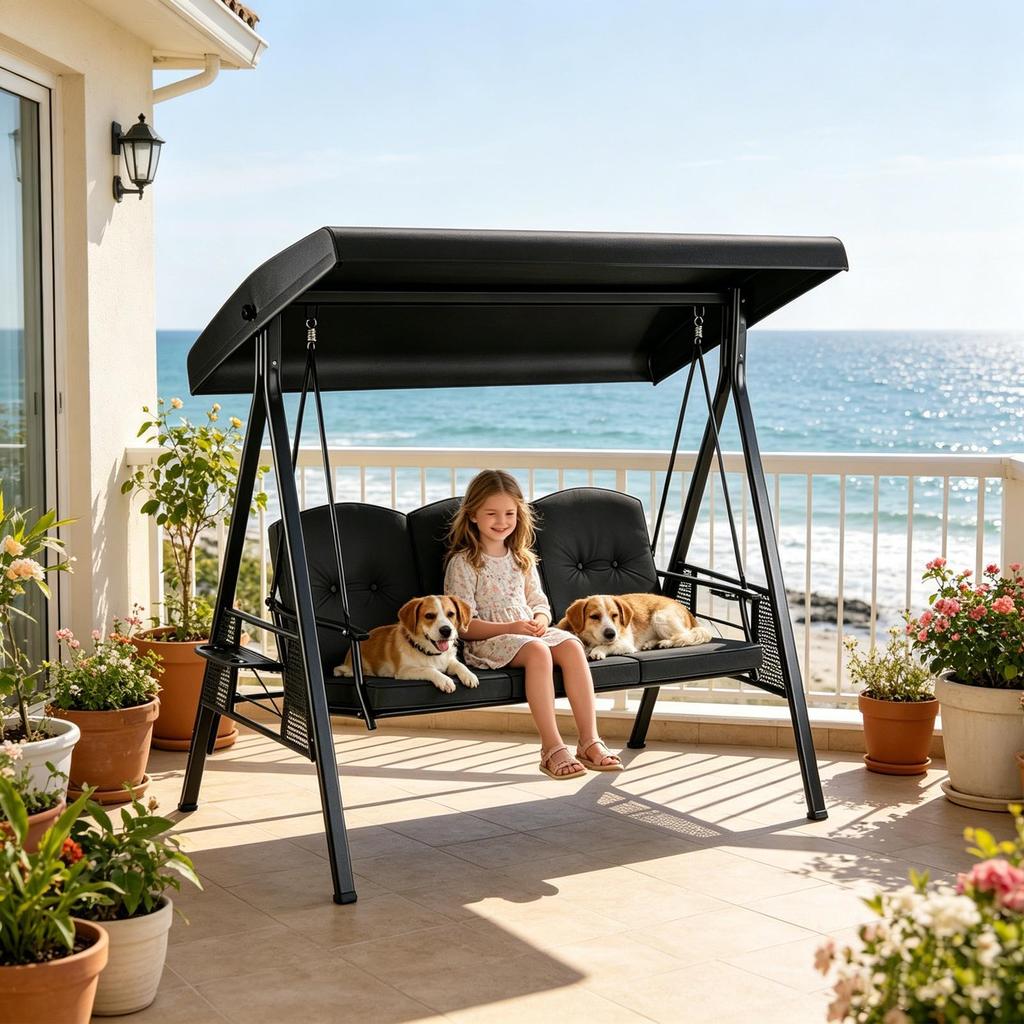 Copertura Telo per Dondolo Impermeabile Antivento Anti-UV Robusta Copertura Superiore per Dondolo da Giardino Cortile Sentiero Patio Balcone