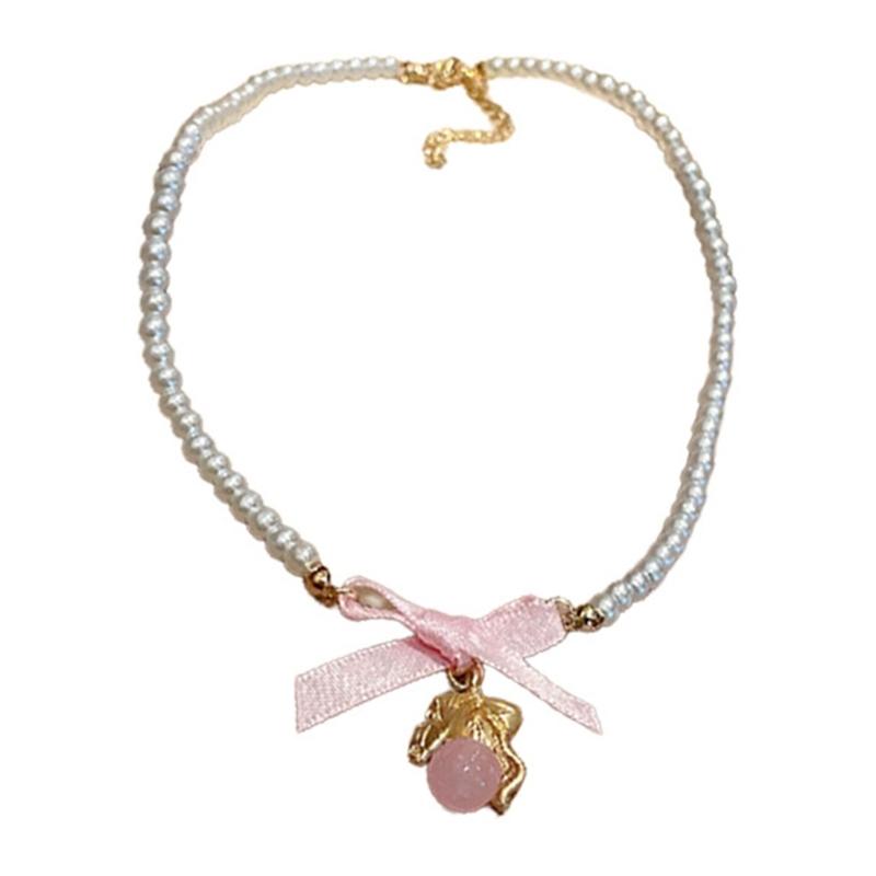 

Bohemian Bowknot Pendant Necklace Elegant Choker Pearls Beaded Charm Necklace Neck Chain Fashion Summer Jewelry Gift 1