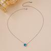 New Simple and Fashionable Blue Zircon Stud Earrings Necklace, Japanese and Korean Sweet Suit, Light Luxury and Versatile Temperament Collarbone Chain