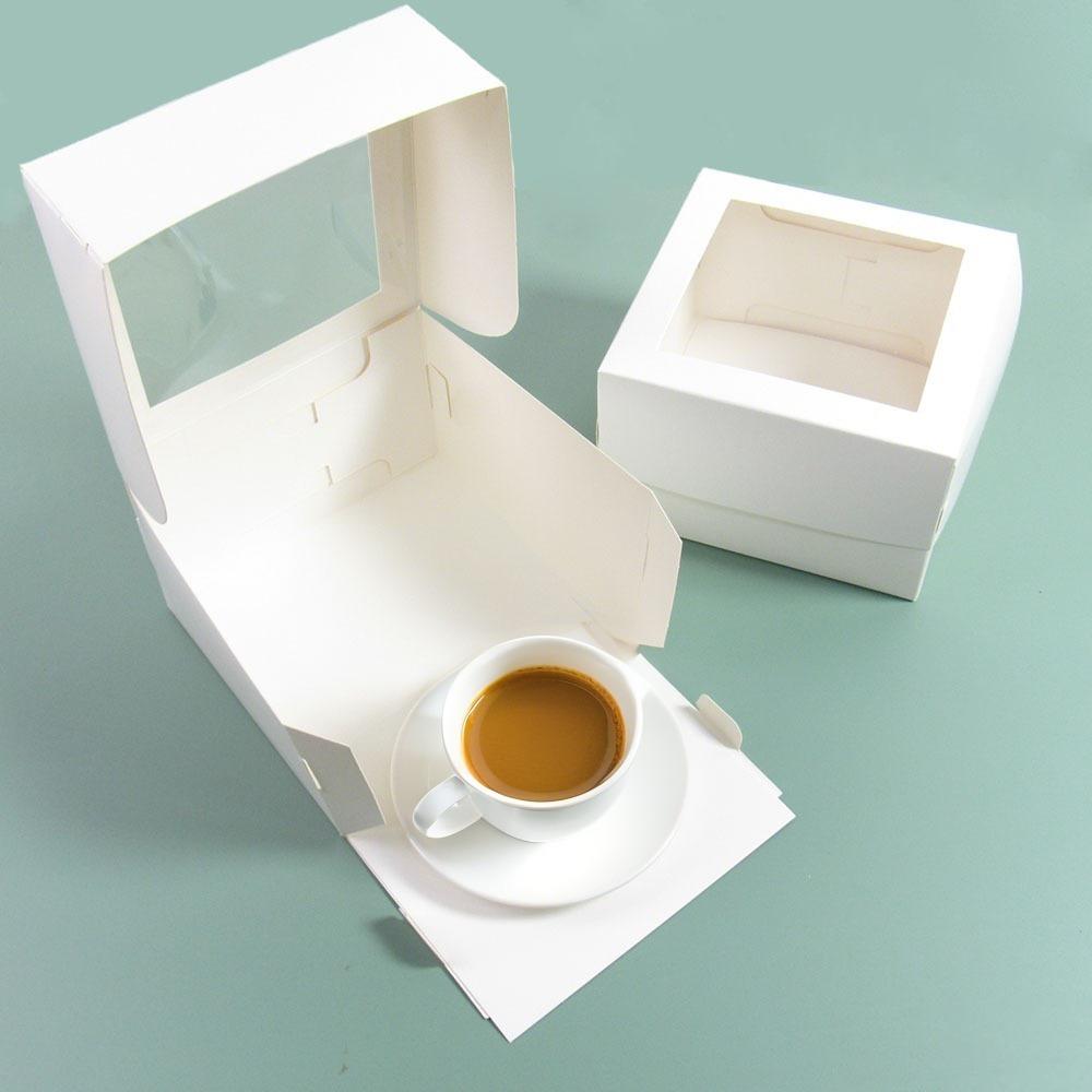 12pcs White Gift Boxes with Clear Window Party Favor Boxes Paper Treat Boxes Square Gift Wrap Boxes Folden Gift Packaging Box Packaging Box for Party