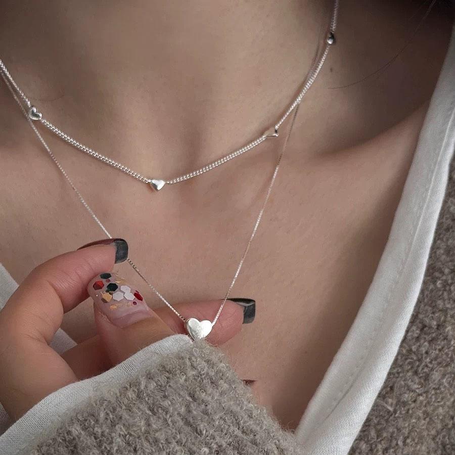 Xiaomi S925 Sterling Silver Necklaces For Women Simple Chain Fashion Minimalist Pendant Heart Necklaces Birthday Gift