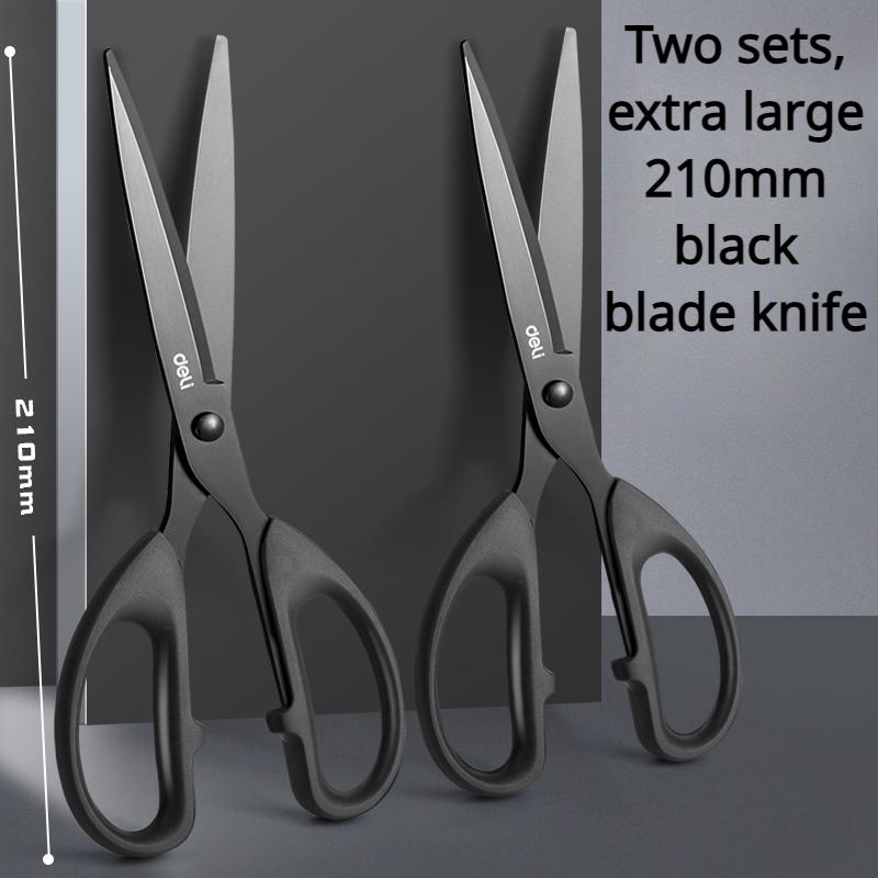 Deli 210/175mm Black Stainless Steel Scissors Business Office Stationery Home Tailor Shears Kitchen Knife Cutter Cutting Tool