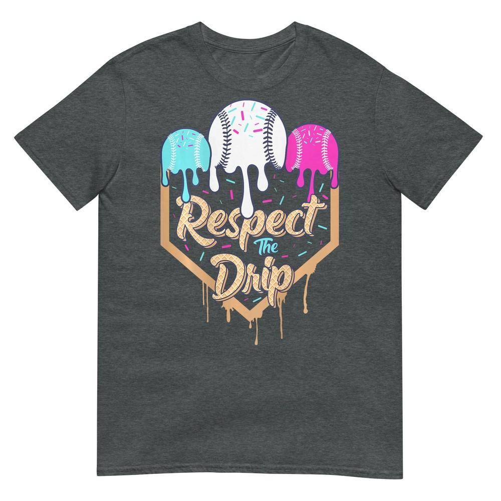 Baseball Ice Cream Drip Boys Home Plate Glove Respect Drip TShirt