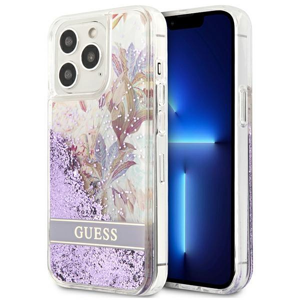 Guess Guhcp13Llflsu Iphone 13 Pro / 136,1 Fioletowy/Purple Hardcase Flower Liquid Glitter