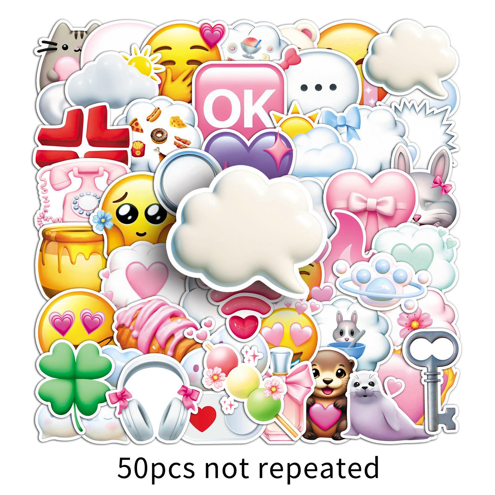 50 Emoji Cartoon Expression Stickers for Suitcase, Fridge, Guitar - Fun and Decorative Pack