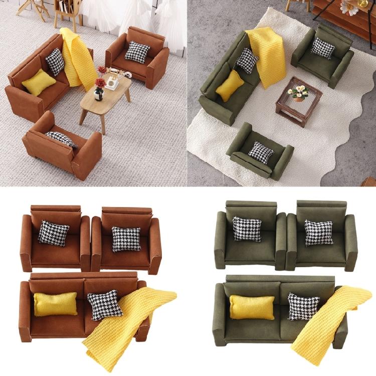 Miniature Dollhouses Sofa Couch 1/12 Scale Handcrafted Wooden Furniture For Living Room Bedroom