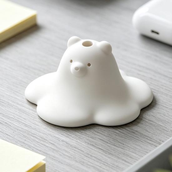Modern White Vase 3D Printed Cute Polar Bear Figurine, Adorable Desk Small Flower for Table Ornament Living Room Bedroom, Mini Arrangement Home