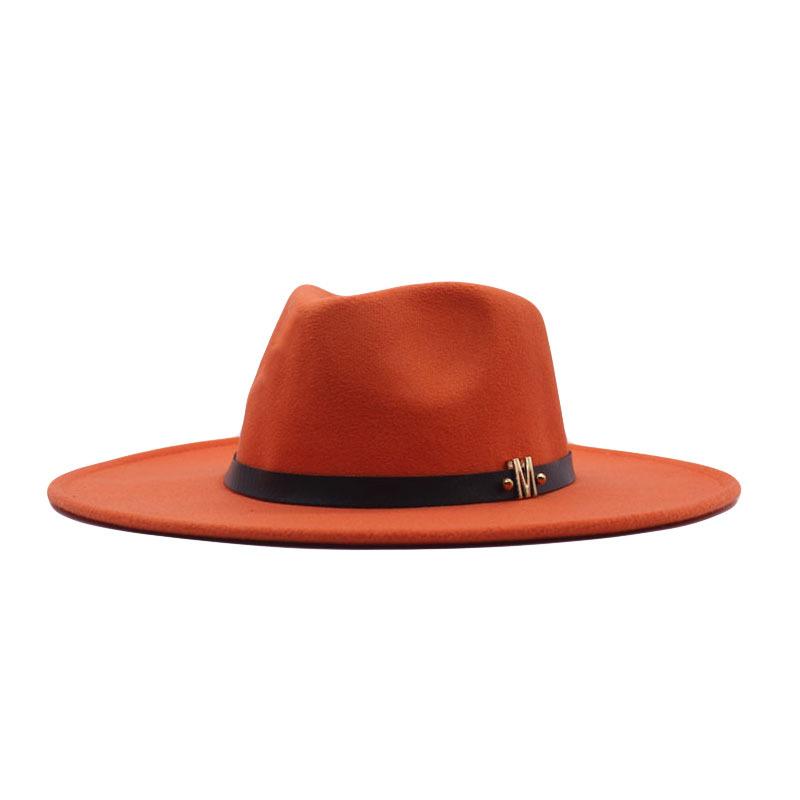 Europe, America, Autumn and Winter New M Standard Big Eaves Peach Heart Concave Convex Top Fashion Flat Top Hat Women's Woolen Jazz Hat