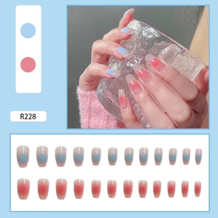 24Pcs French Tip Extra Long Ballerina Press On Nails Detachable Artificial Fake Nails Wearable Nail Art Tips
