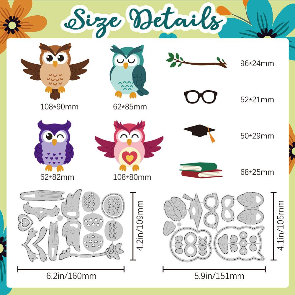 2Pcs 2 Styles Animal Theme Carbon Steel Cutting Dies Stencils for DIY Scrapbooking Photo Album Decorative Embossing Paper Card Owl