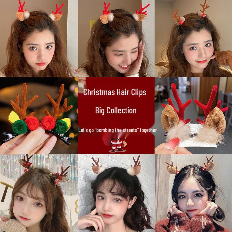 Christmas Reindeer Antler Hair Clip – Cute Cartoon Design for Kids & Women