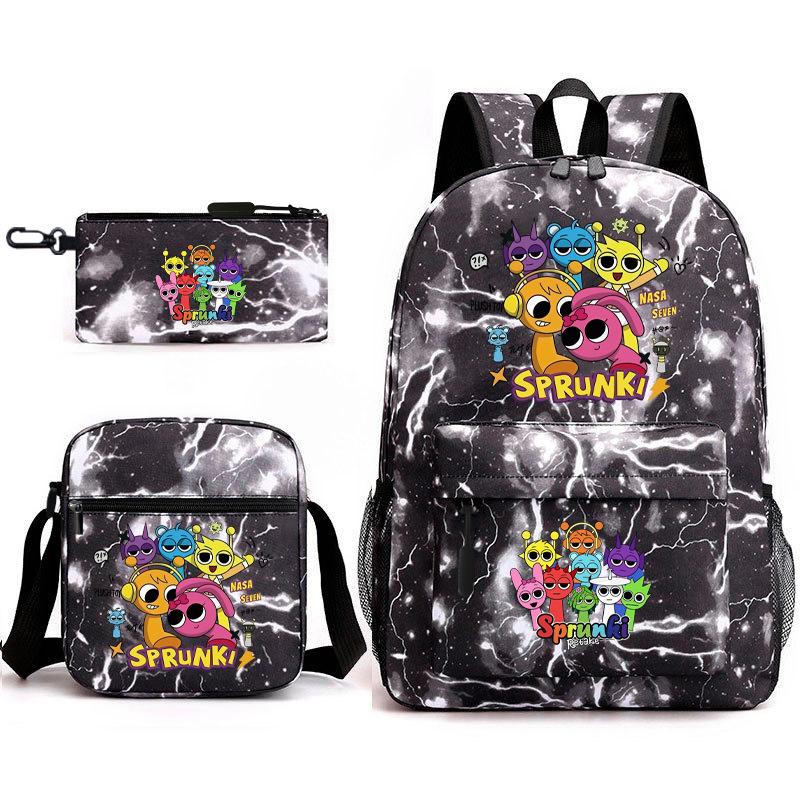 Boys Backpack Rhythm Box Treasure Children's School Bag Anime Satchel Pencil Bag Oxford Cloth Elementary School Student D