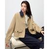 TERRE BLEUE Women's Lapel Short Trench Coat Jacket