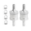2 Pieces Check Valve with 4 Hose Clamps Clips Aluminum Alloy Auto Accessories for Fuel Line Oil