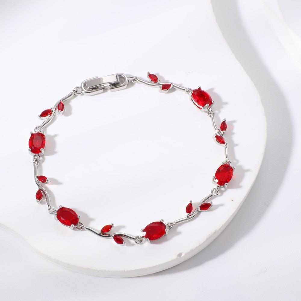 Luxury Sparkling Leaf Chain Gold Silver Color Crystal Sparkling Leaf Bracelets  Jewelry Gift