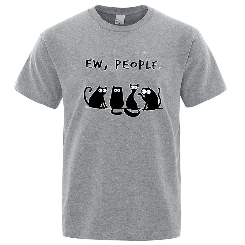 Introvert Antisocial Ew People Cat Graphic T Shirt Funny Meme Cute Cotton S-XXL S