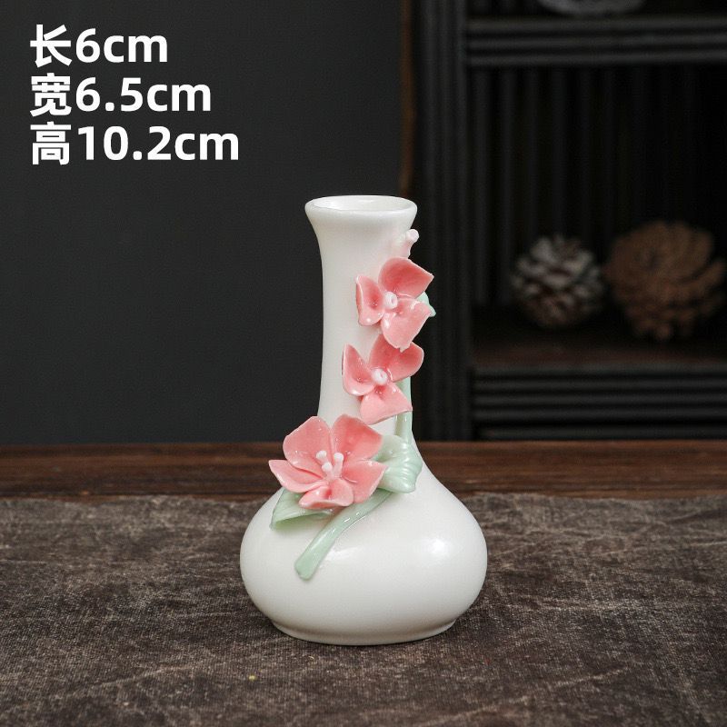 Chinese Mini Ceramic Handmade Flower Vase Flower Inserted Dry Flower Fragrance Bottle Home Table Desk Decorations Accessories