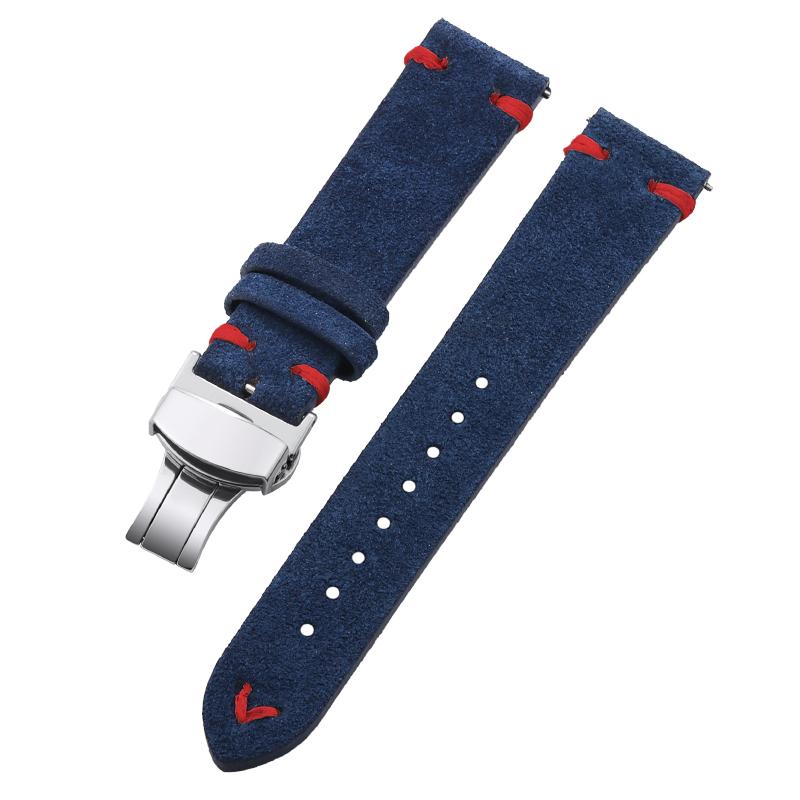 18mm 20mm 22mm Band High Quality Suede Cowhide Strap for Seiko Watchband Butterfly Buckle Wristband Vintage Bracelet Accessories