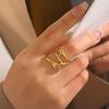 Stainless Steel Irregular Rings Vintage Geometric Metal Lava Open Rings for Women Hollow Cool Punk Finger Ring Jewelry Gifts