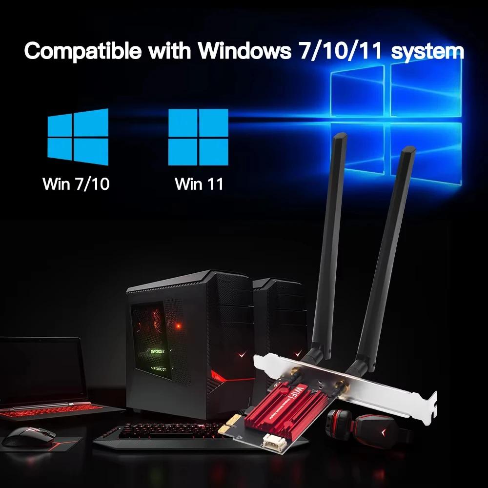 KEBIDUMEI WiFi 6 AX1800 PCI-E Wireless Adapter Network Card WiFi5 AC1200 Dual Band 2.4G/5G For Bluetooth Desktop Laptop Win10/11
