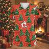 Women's V-Neck Short Sleeve Christmas Print Work Tunic Top with Pockets and Side Slits