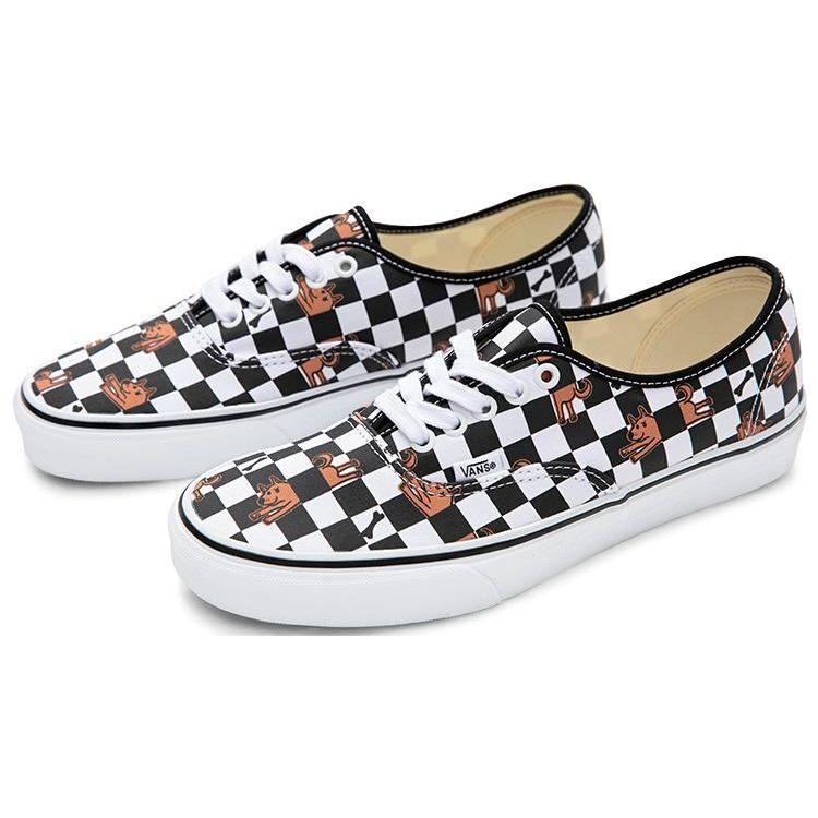 Vans Wallpaper Authentic Checkerboard Dog Print Low Top Canvas Shoes Unisex Sneakers Black White VN0A5KS9BP6