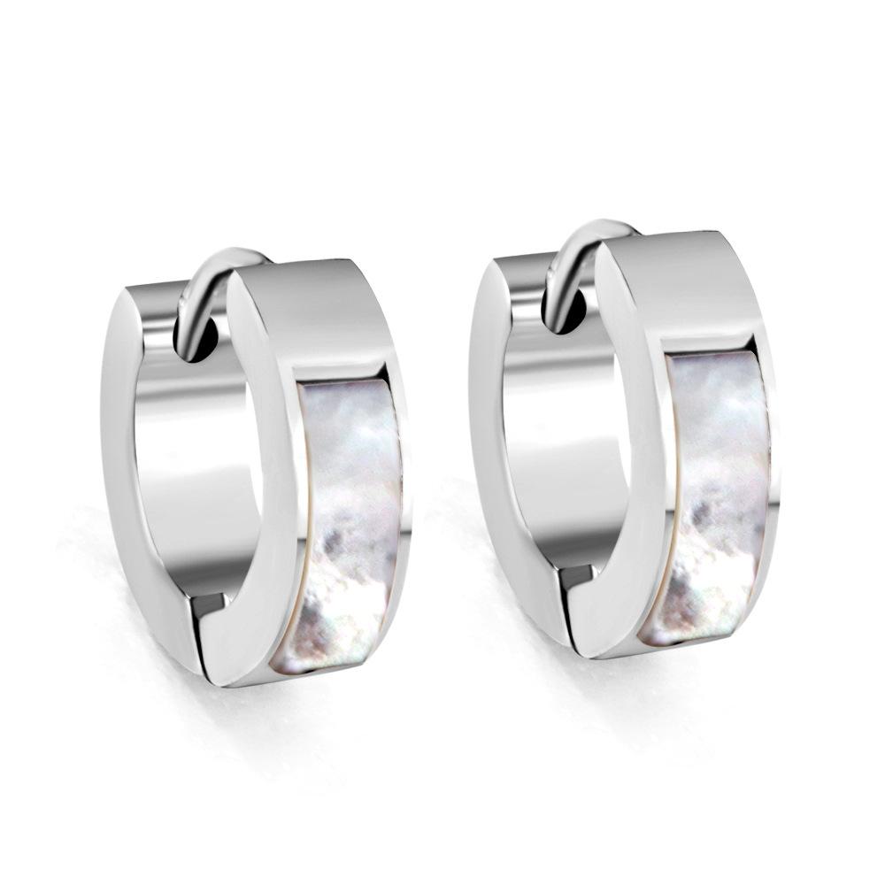 Minimalist Cool Tone Hoop Ear Cuffs White Shell Earrings Long Lasting Small Unique Design Jewelry