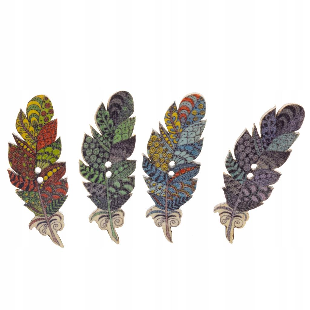 Wooden Buttons Feathers Ethnic Colorful Patterns Mix For Scrapbooking