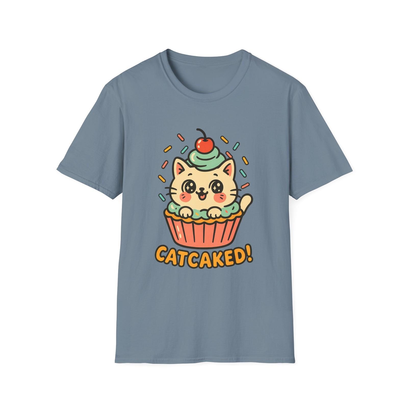 Unisex Softstyle T-Shirt Mens Womens Tees Top Cupcake Cat Wrapper Frosting Funny Dessert S