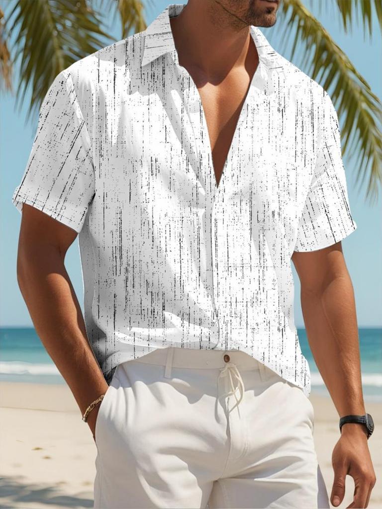 Men'S Casual Short Sleeve Shirt, Multiple Specifications Available, Polyester (Terylene) Material, Stylish Spot Pattern Print, Suitable for Daily Wear
