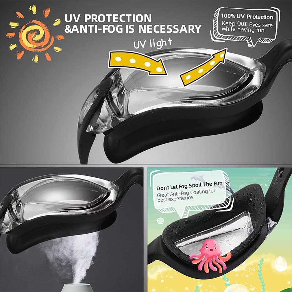 Adult Gradient Transparent Swimming Goggles with Easy Adjust Strap Anti-Fog Anti-UV Antileak Silicone Gasket